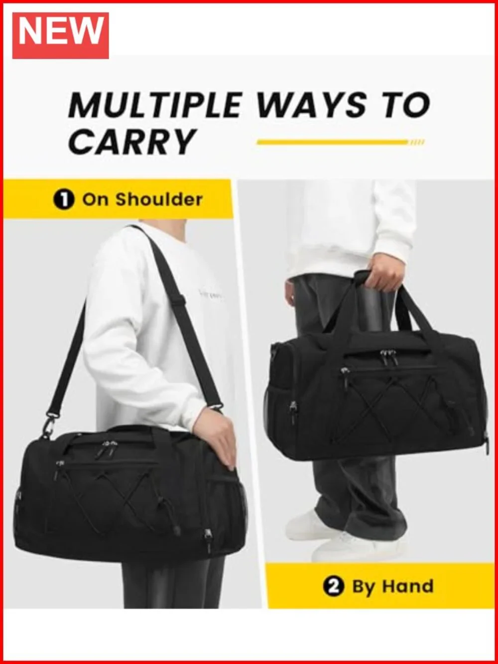 Lightweight Polyester Duffel Bag with Shoe Compartment for Travel Gym
